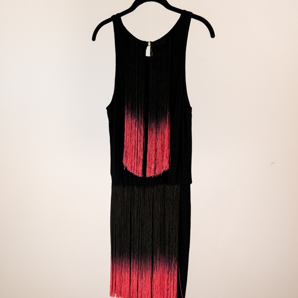 Karina Grimaldi Black + Pink Fringe Dress | Size S | NWT - Picture 2 of 5